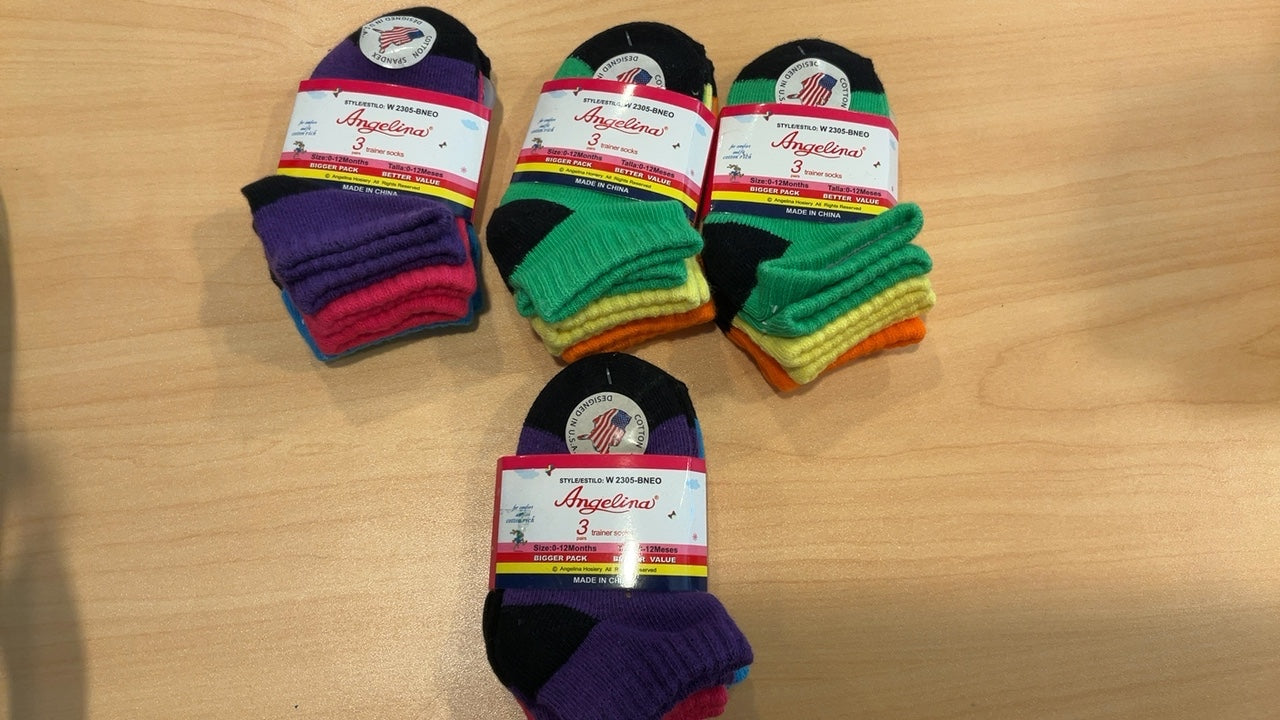 Angelina 3 Pack Socks | Size 0-12 months