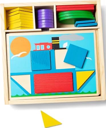 Melissa & Doug Beginner Wooden Pattern Blocks Educational Toy