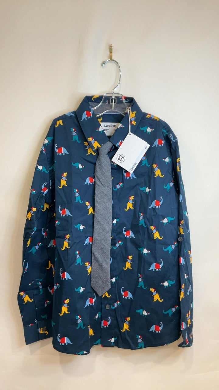 Svrn Code Christmas Dinosaur Shirt | 10-12