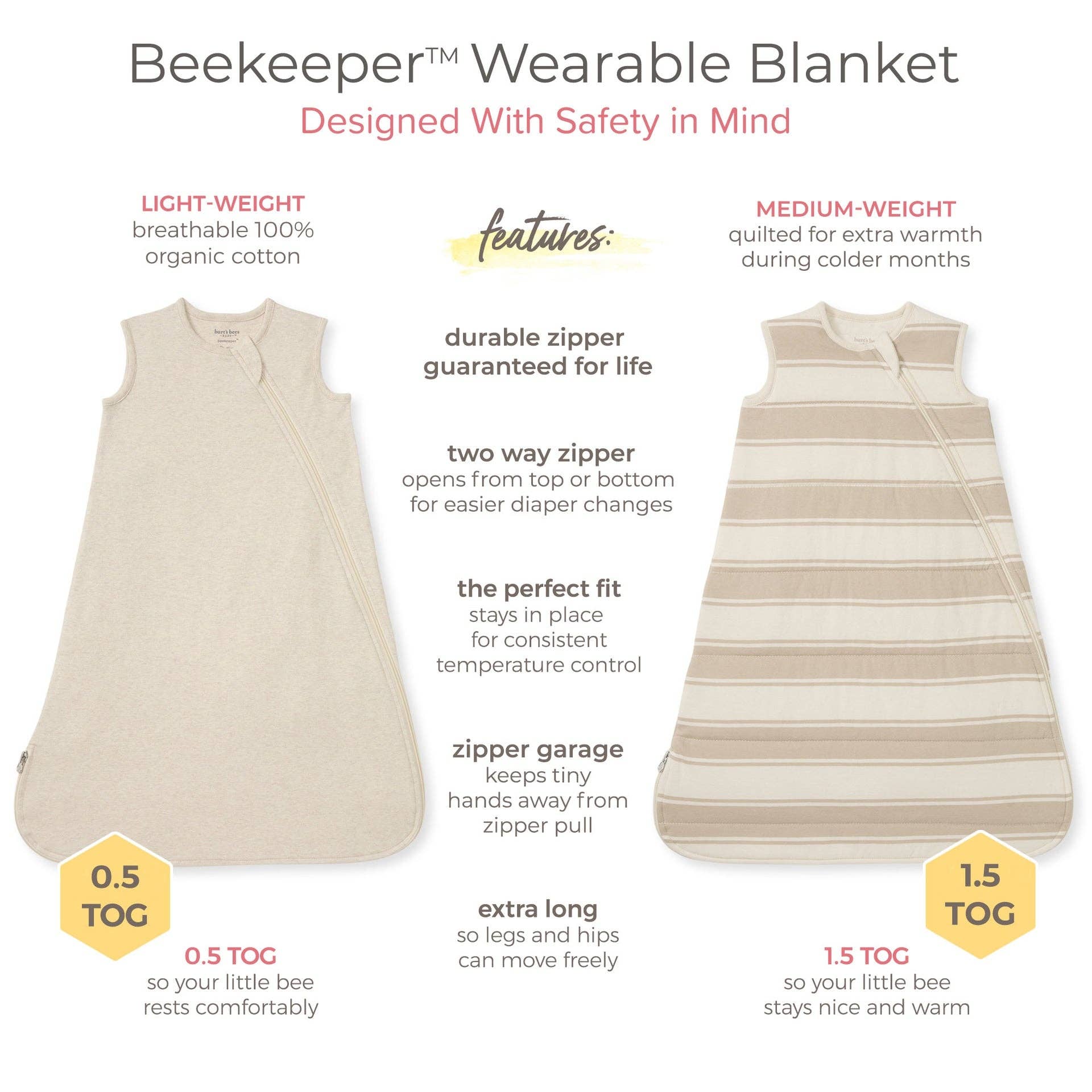 Rugby Stripe Organic Lightweight Beekeeper™ Wearable Baby Blanket - Quarry